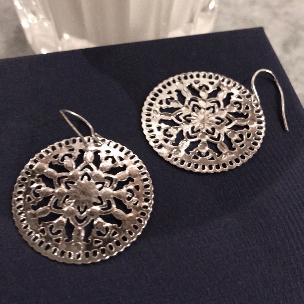 Silver disc earrings
